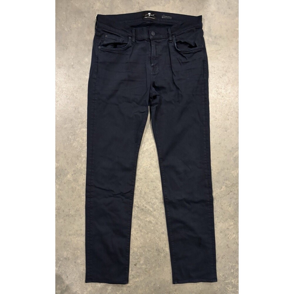 7 For All Mankind Slimmy Luxe Performance Slim Fit Jeans Dark Blue Mens 33x33.5